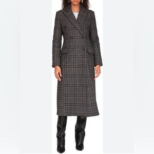 NWT: 7 for all Mankind double breasted coat in grey check, Size Women’s XS